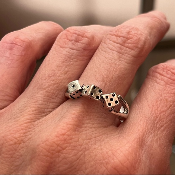 Vintage Retro Silver Dice Goth punk Disco Ring - Picture 15 of 16